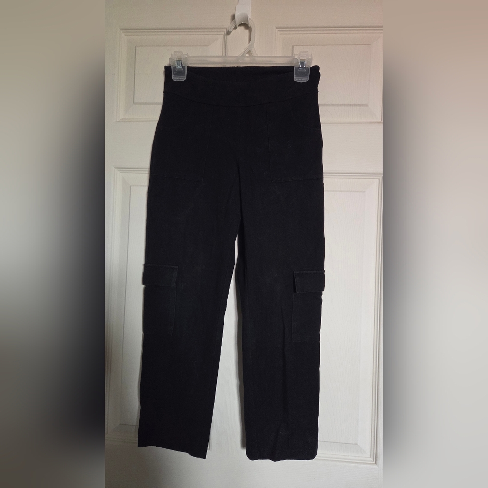 Women With Control Black Cargo Stretch Pants XXS